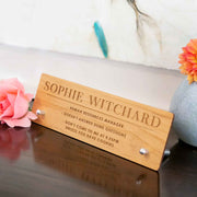 Custom Designed Engraved Wood Office Desk Sign Corporate Gift