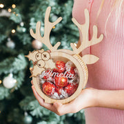 Custom Artwork Engraved Name Wooden Reindeer Chocolate Treat Box Holder