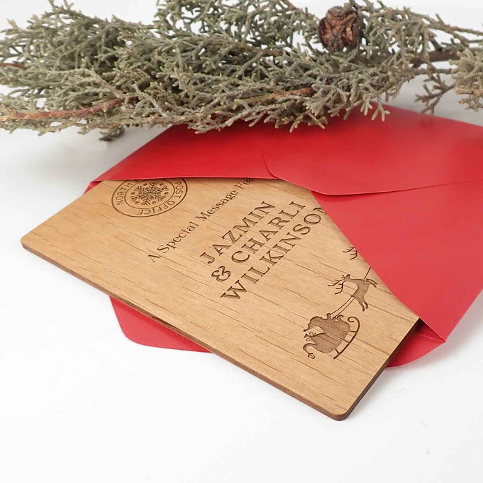 Personalised Engraved Wooden Santa Claus Card with C6 Envelope