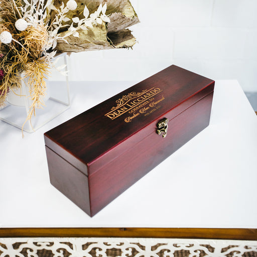 Personalised Engraved Wooden Stain Godparent Godmother Godfather Christening Baptism Wine Box Present