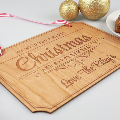 Customised Engraved Merry Christmas & Happy New years House Door Sign Present